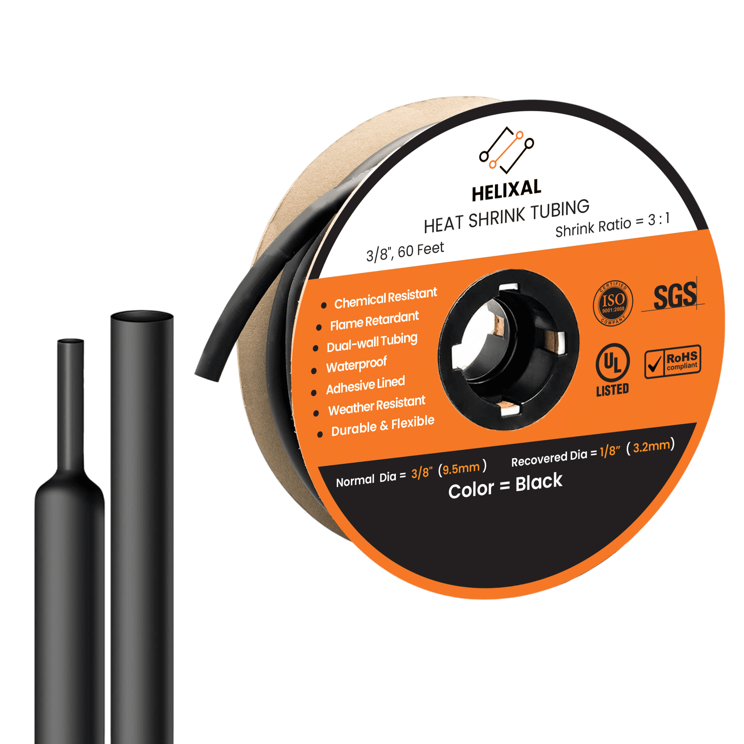Helixal 3:1 Dual Wall — Large Rolls 3/8" heat shrink tubing