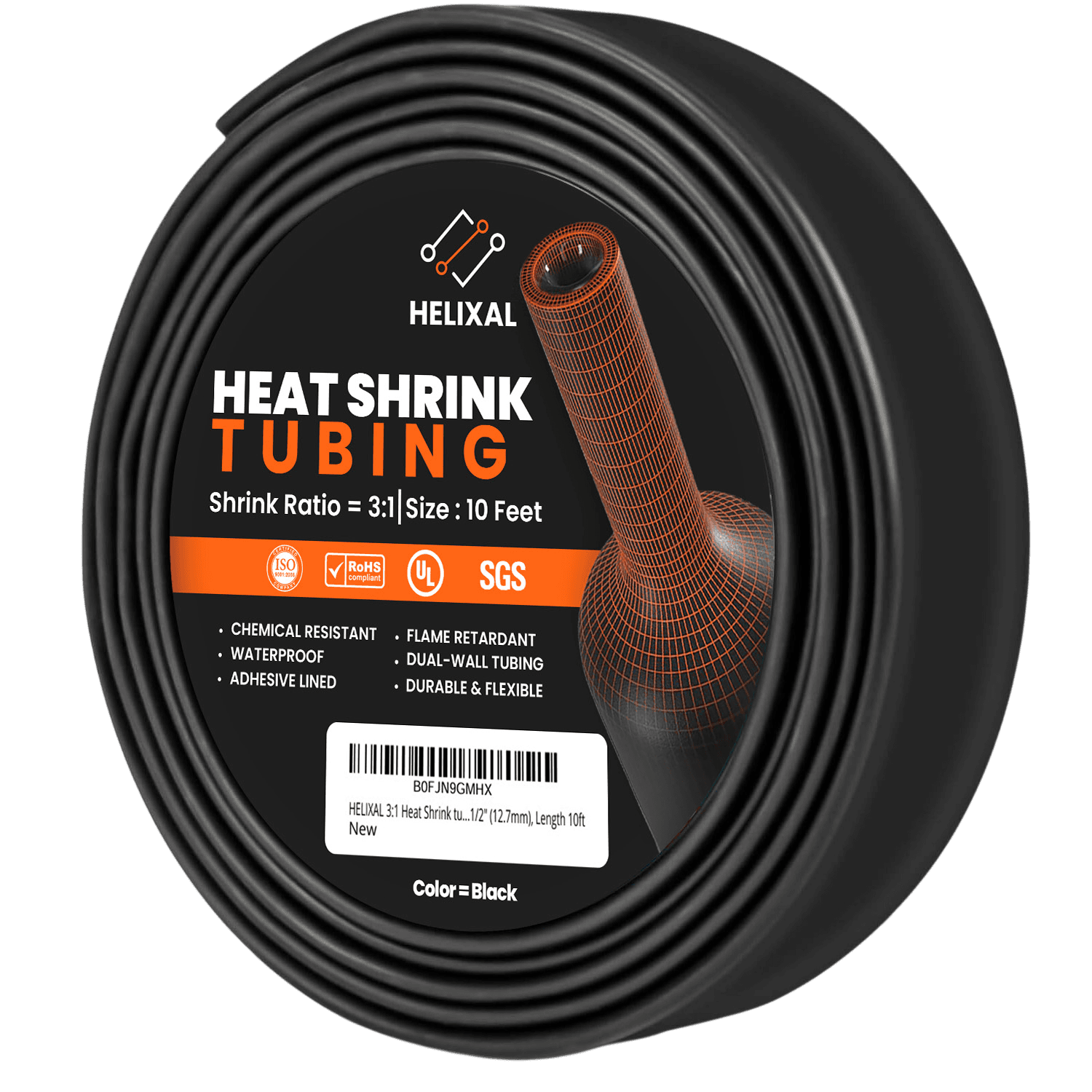 Helixal 3:1 Dual Wall — 10ft Packs 1/2" heat shrink tubing