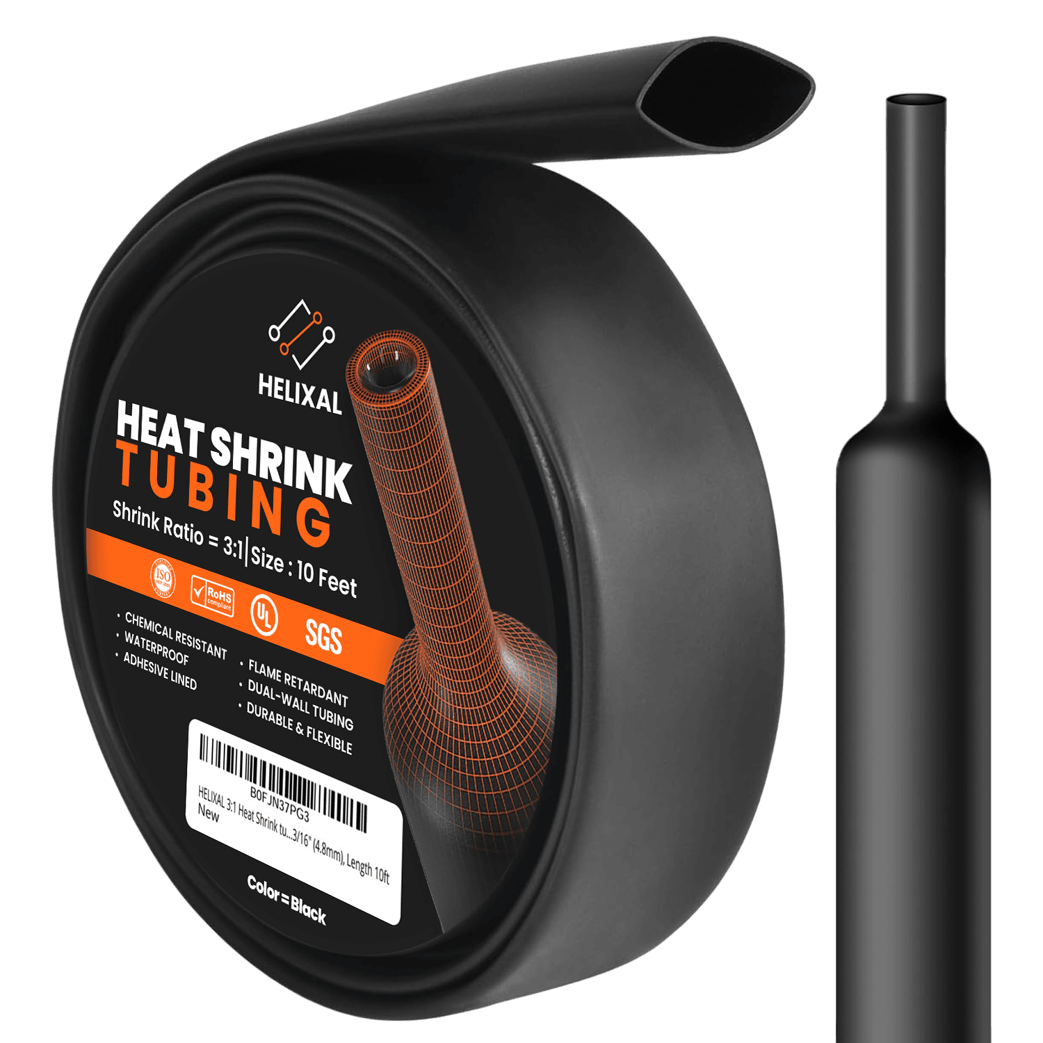 Helixal 3:1 Dual Wall — 10ft Packs 3/16" heat shrink tubing