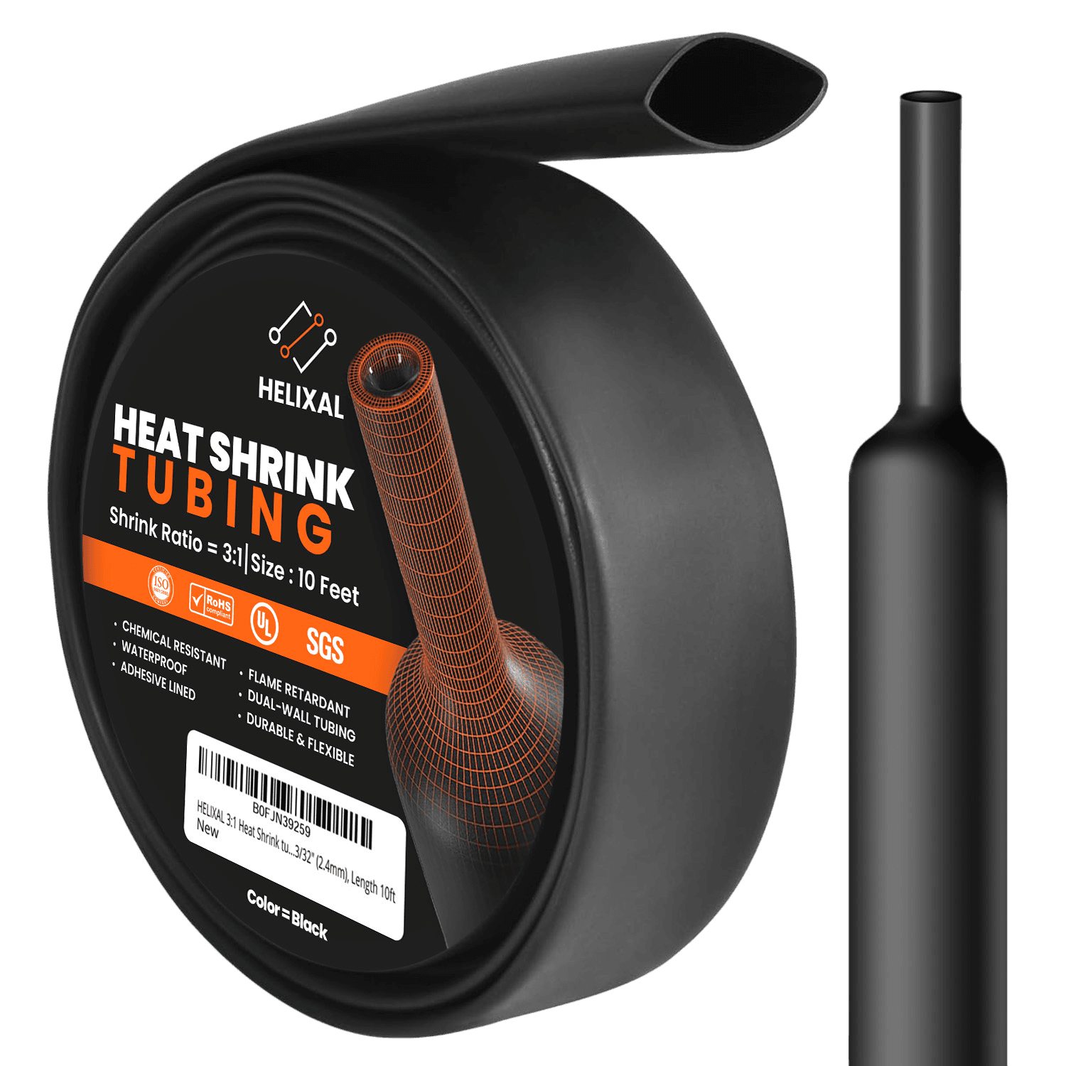 Helixal 3:1 Dual Wall — 10ft Packs 3/32" heat shrink tubing